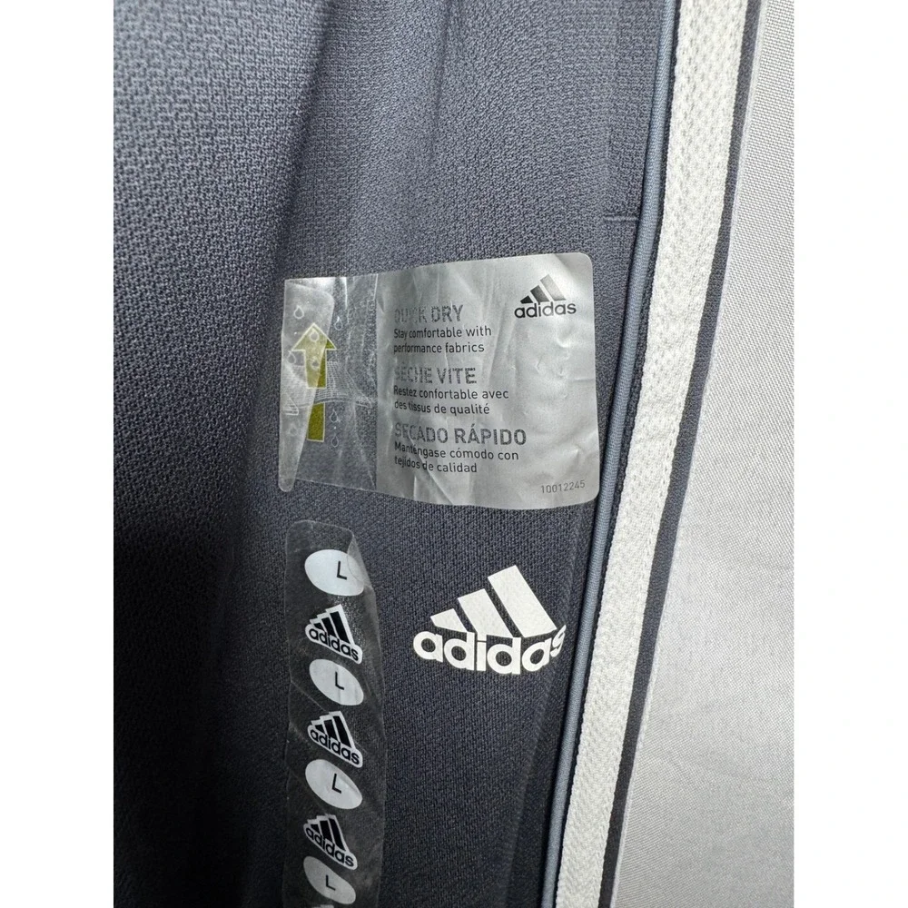 Adidas Mens Training Pants Charcoal Grey White Stripe Quick Dry Large NWT